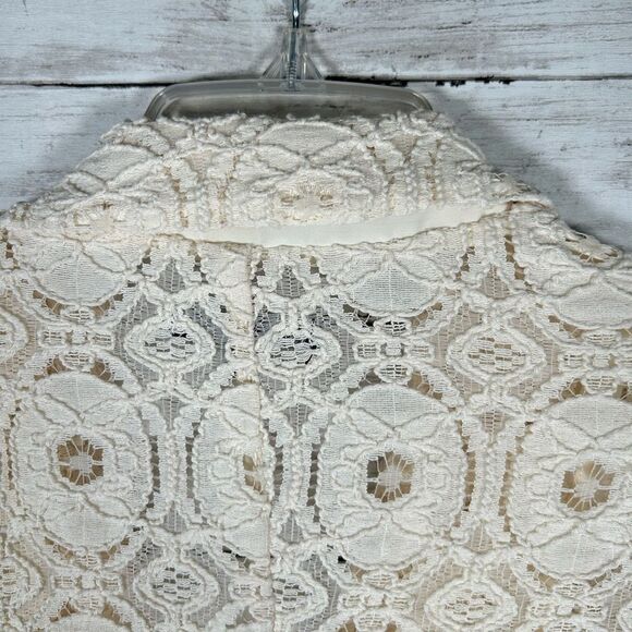 For Cynthia Rowley Jacket Blazer Cotton Ivory Crochet Lace Cotton Sz M - Picture 8 of 9